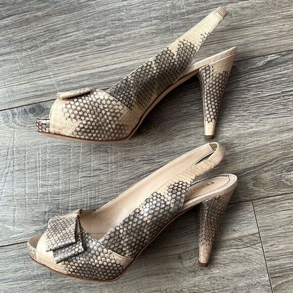 FENDI animal snake nude beige color high heels sandals Sz 7 ITALY - Picture 7 of 14
